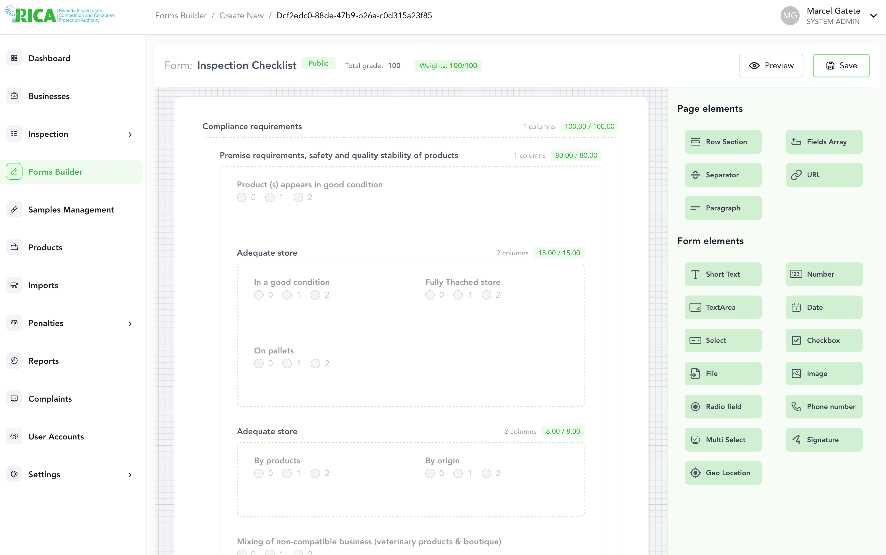 RICA MIS: Inspection Management System